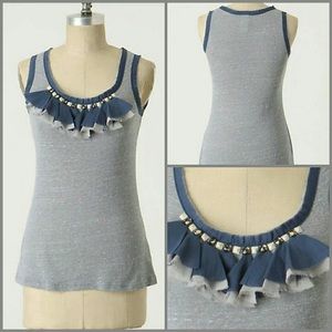 Anthropologie C Keer Diamond Light Blue Tank